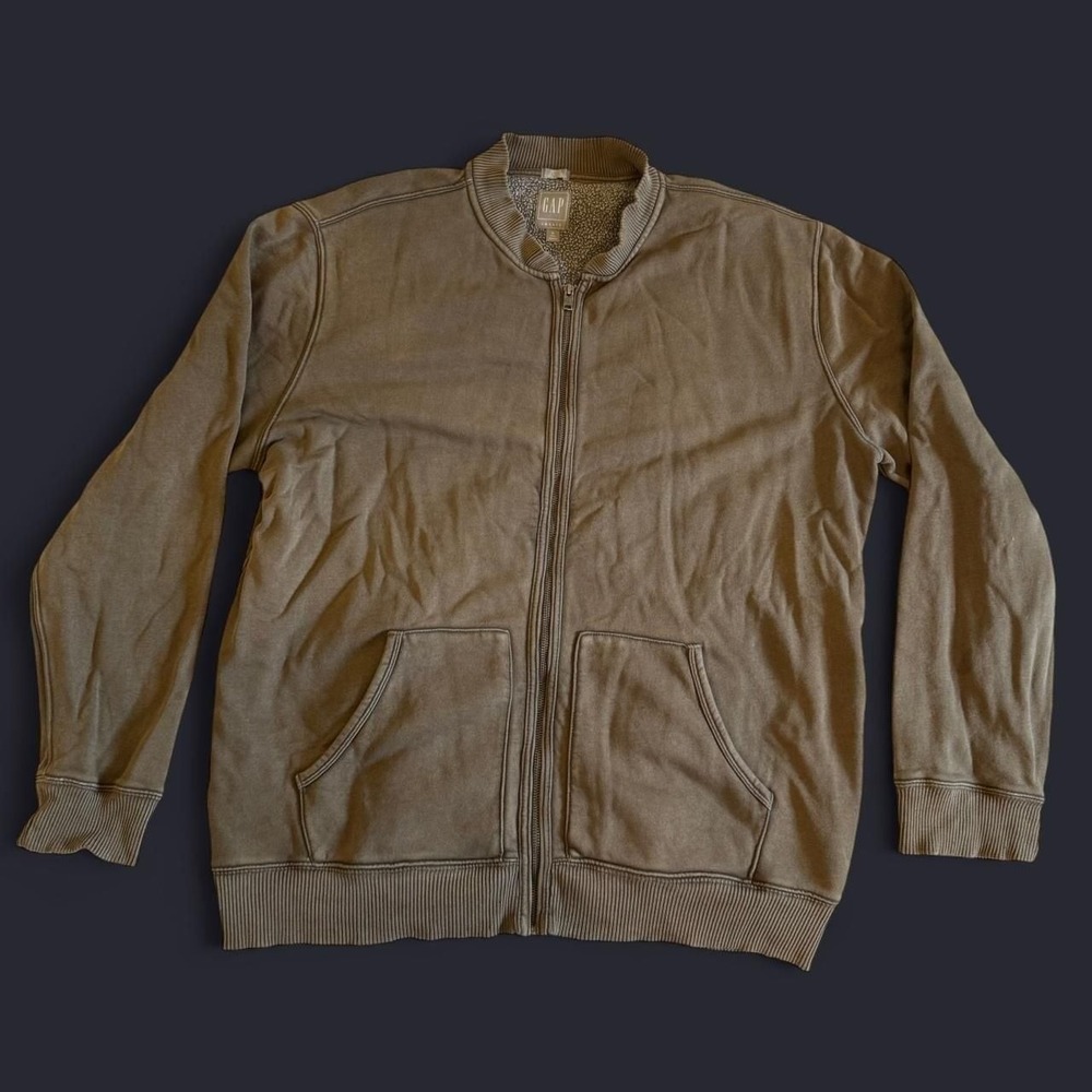 Vintage GAP Cotton Bomber Zip-Up Jacket, green tan, Men's Size XL Tall